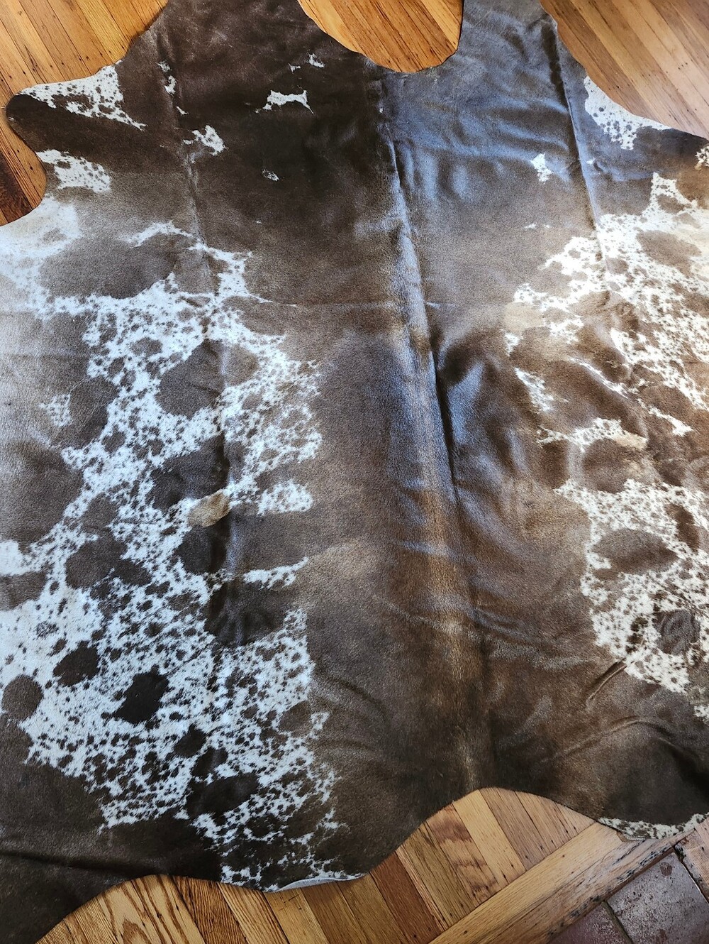 Brown and White Dark Chocolate  Cowhide Accent Rug - Natural Hide